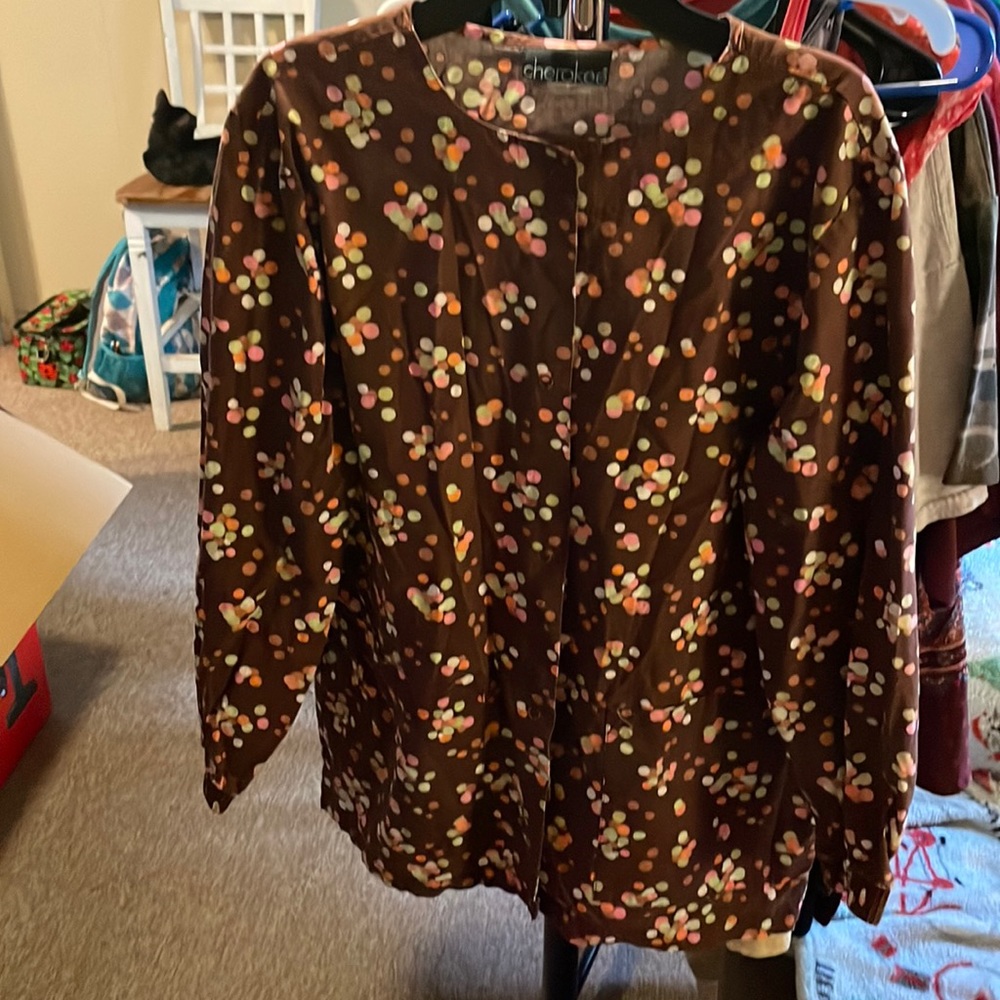Scrub long sleeve button up shirt